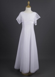 White Fluted Lace Sleeve Communion Dress - Ciara by Millie Grace